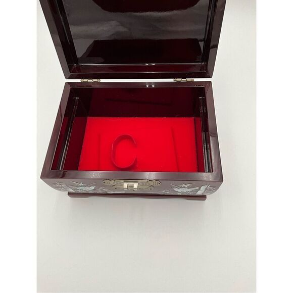 VINTAGE Mother Of Pearl Inlay Wooden Jewelry Box - Picture 7 of 8